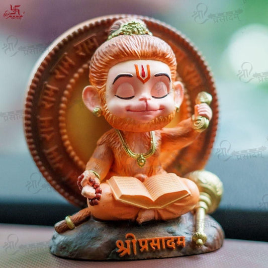 Shri Prasadam Meditating Bal Hanuman Idol Home Temple And Car Dashboard